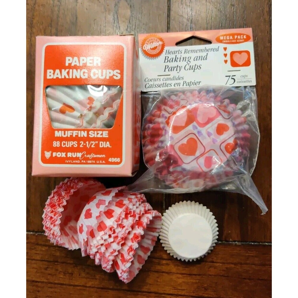 Lot Of 2 Valentine's Day Fox Run Wilton Baking Cups Plus Other Mini Cups